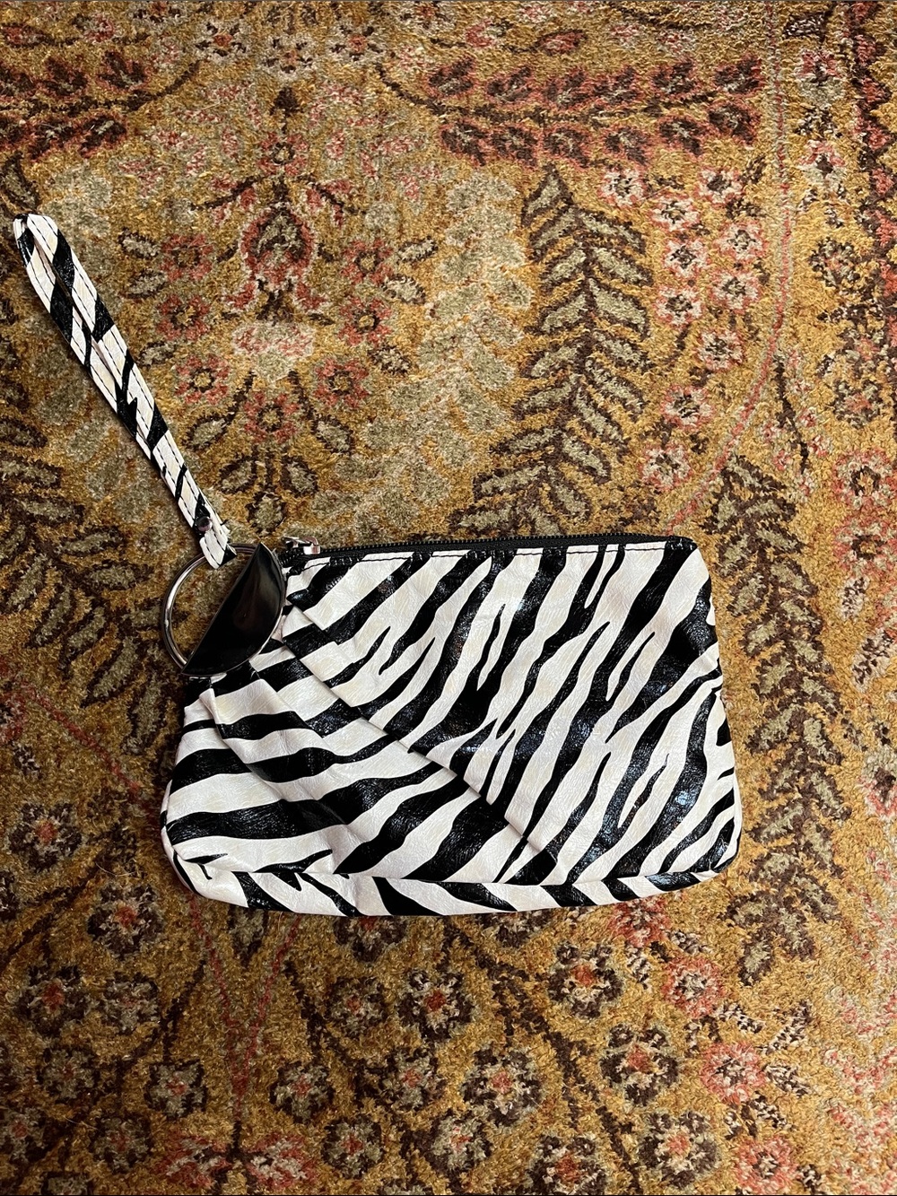 Vintage 2000s Y2K zebra animal print wristlet clutch mini purse